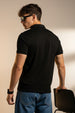 Black Plain Cotton Regular Fit Polo T-shirt