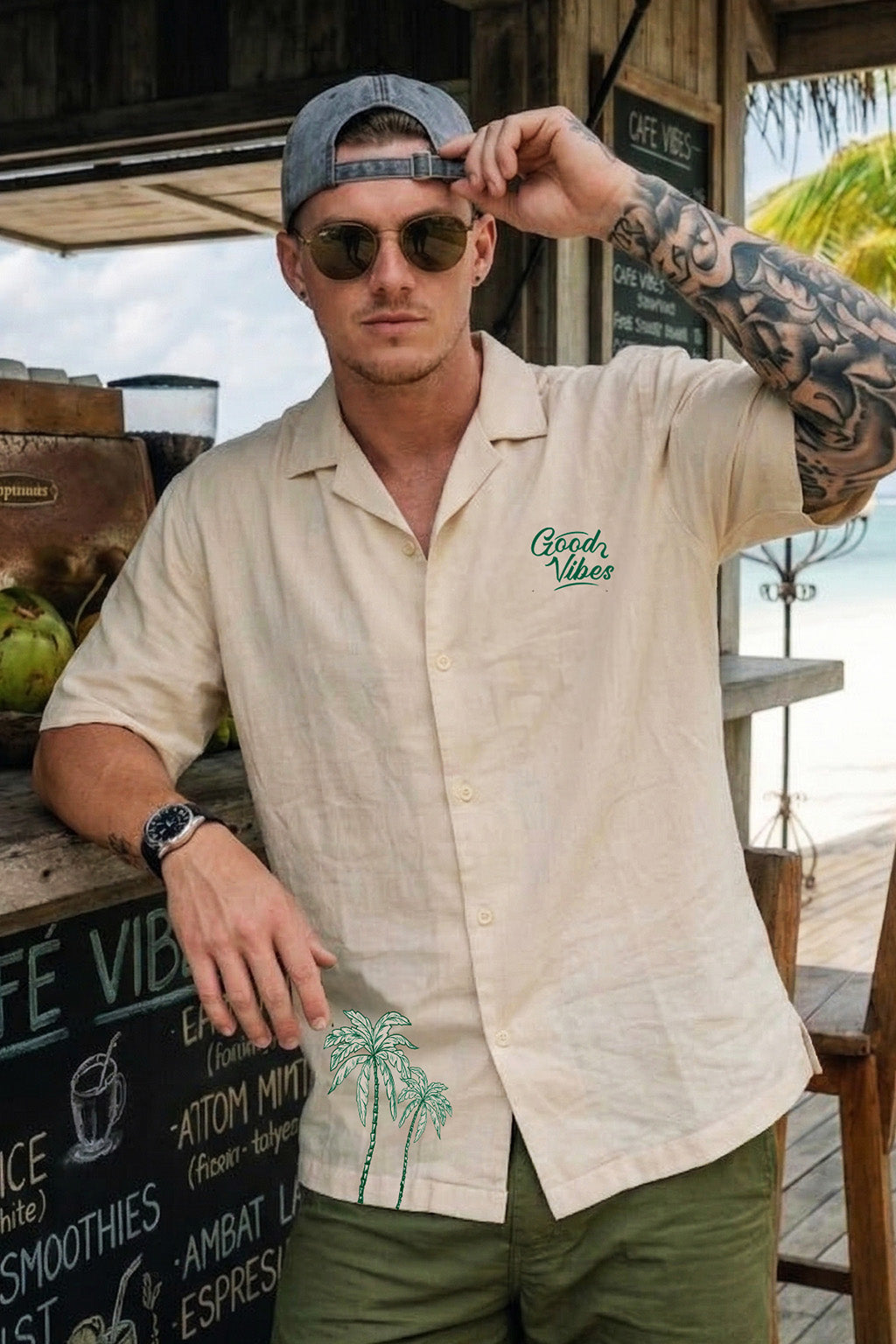 Good Vibes Swanwhite Oversized Printed Exclusive Shirt