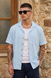 Feather Feel Sku Blue Oversized Plain Double Layer Exclusive Cotton Shirt