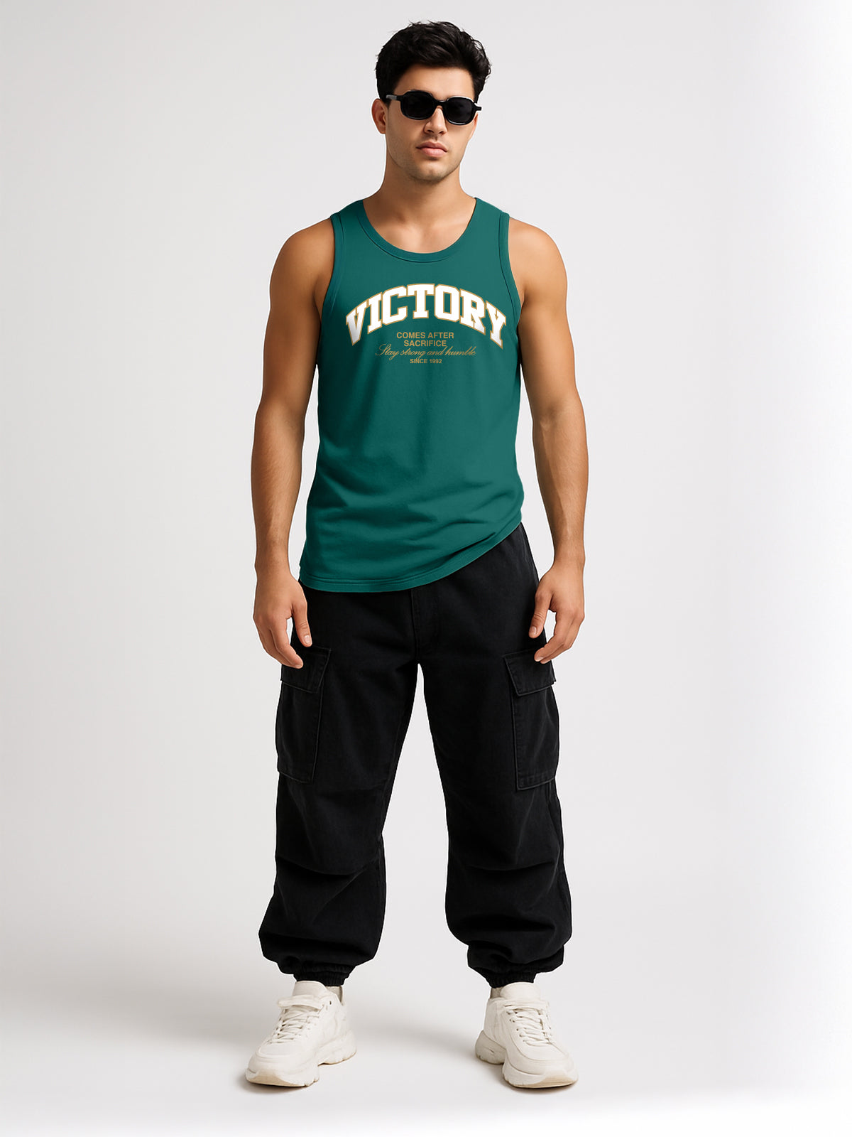 Victory Green Regular Fit Printed Vest
