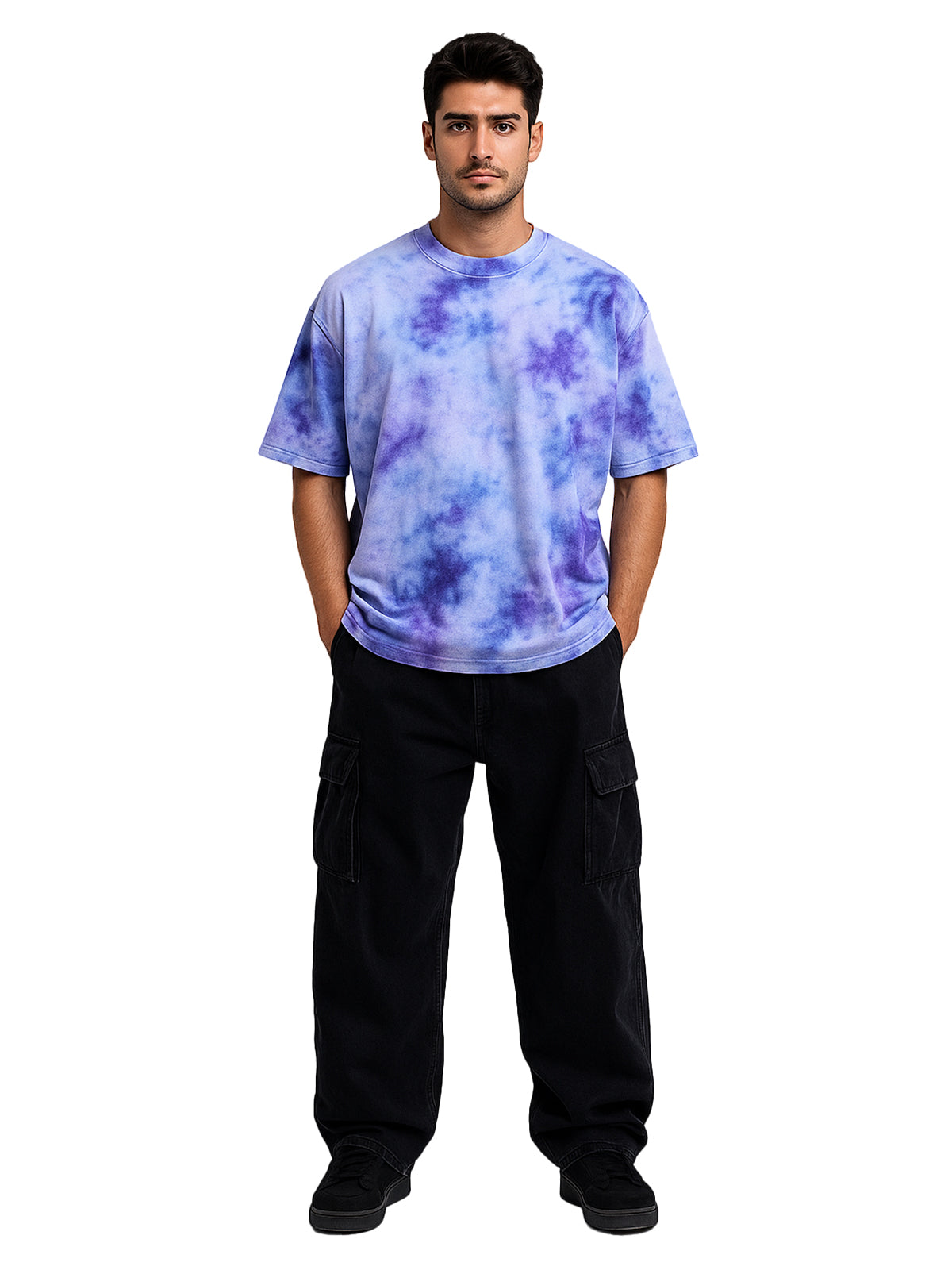 Smoke Lilac Oversized Tie-Die Printed T-shirt