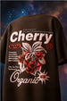 Cherry Brown Oversized Puff Printed Exclusive T-shirt