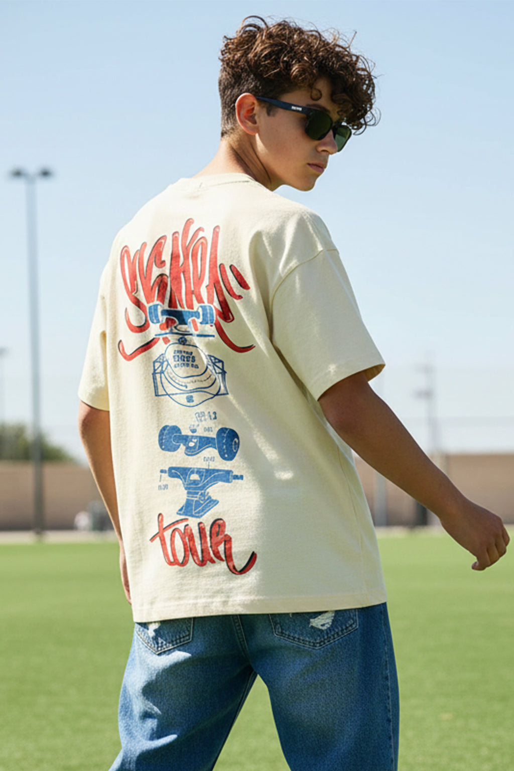 Skaters Swanwhite Oversized Graphic Printed Boys T-shirt