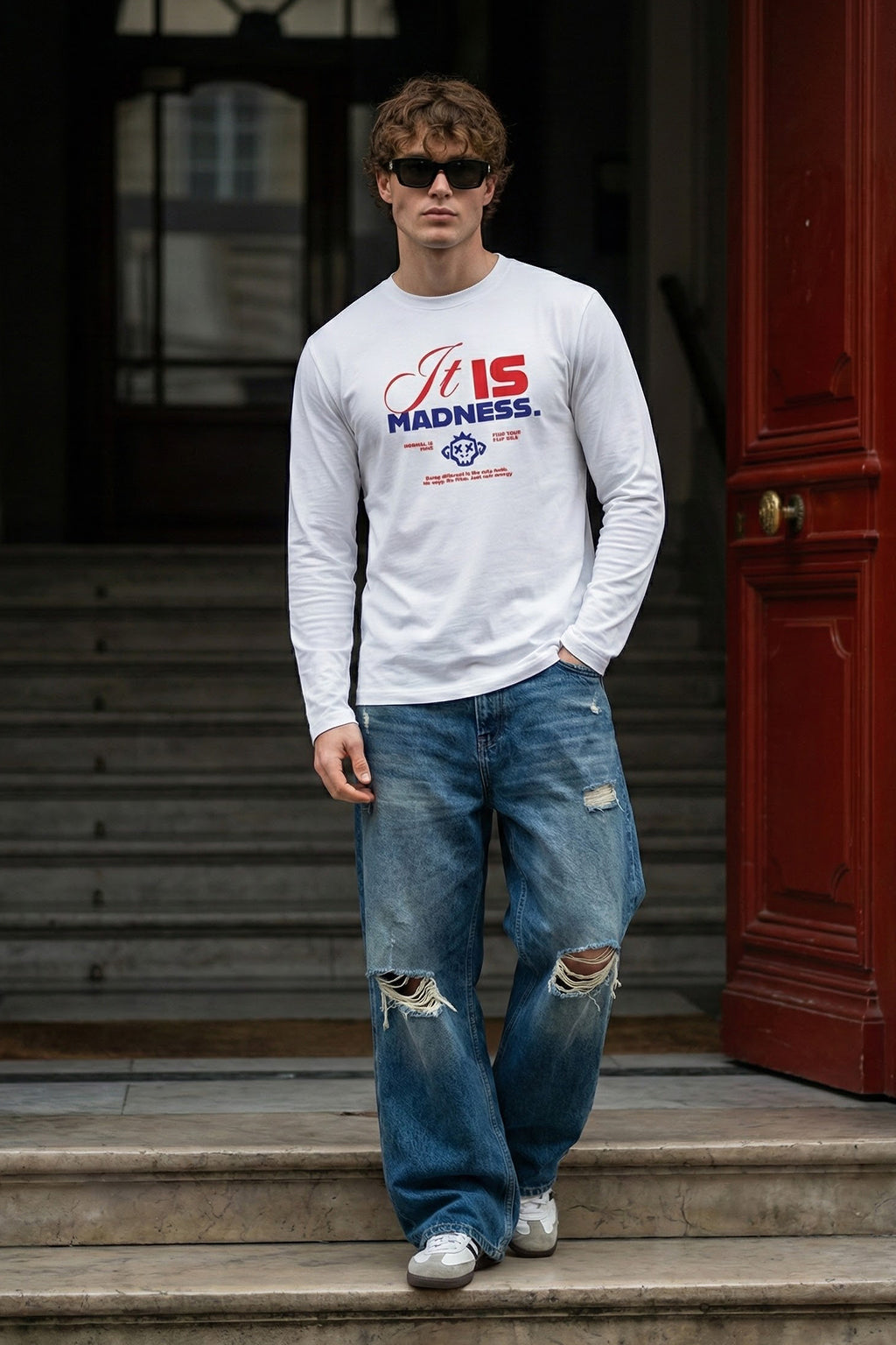 Madness White Full Sleeves Regular Fit Printed T-shirt