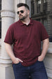 Maroon Pique Stripe Collar Plus Size Tipping Polo T-shirt