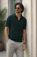 Green Ribknit Ribbed Plain Regular Fit Polo T-shirt