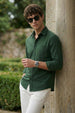 Green Plain Regular Fit Single Pocket Full Sleeve Exclusive Shirt