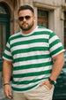 Heritage Stripe Green & White Plus Size T-shirt