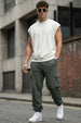 Grey Solid Baggy Fit Cargo Joggers