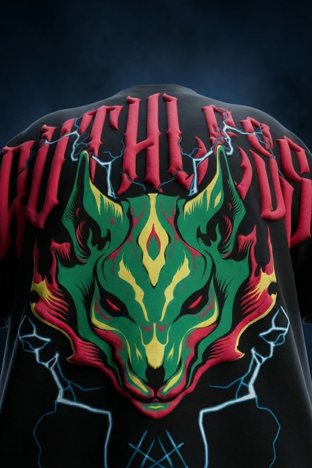 Ruthless Wolf Black 3D Puff Print Exclusive T-shirt Supreme Edition