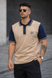 Guitar Swawhite Contrast Stripped Collar Economic Regular Fit Pique Polo