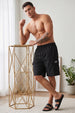 Veirdo Black Minimal Cargo Shorts with Drawstring