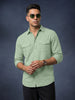 Smoke Green Plain Relaxed Fit Full Sleeve Dual Pocket Utility Exclusive Shirt