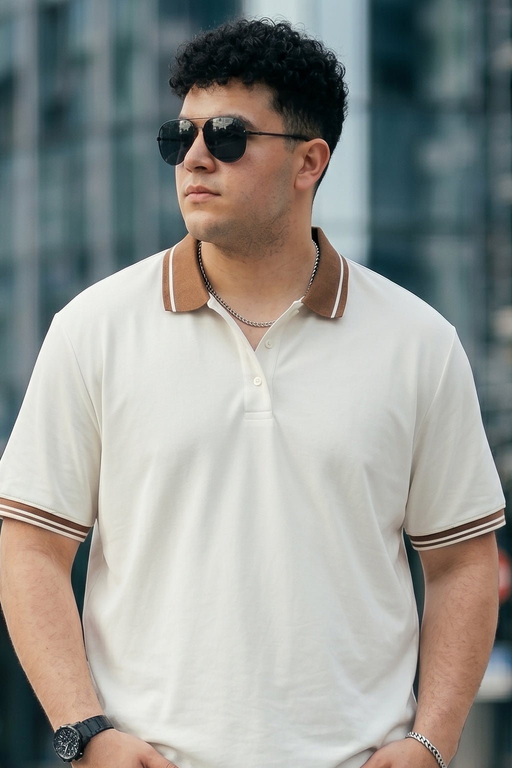 White Plus Size Polo T-shirt
