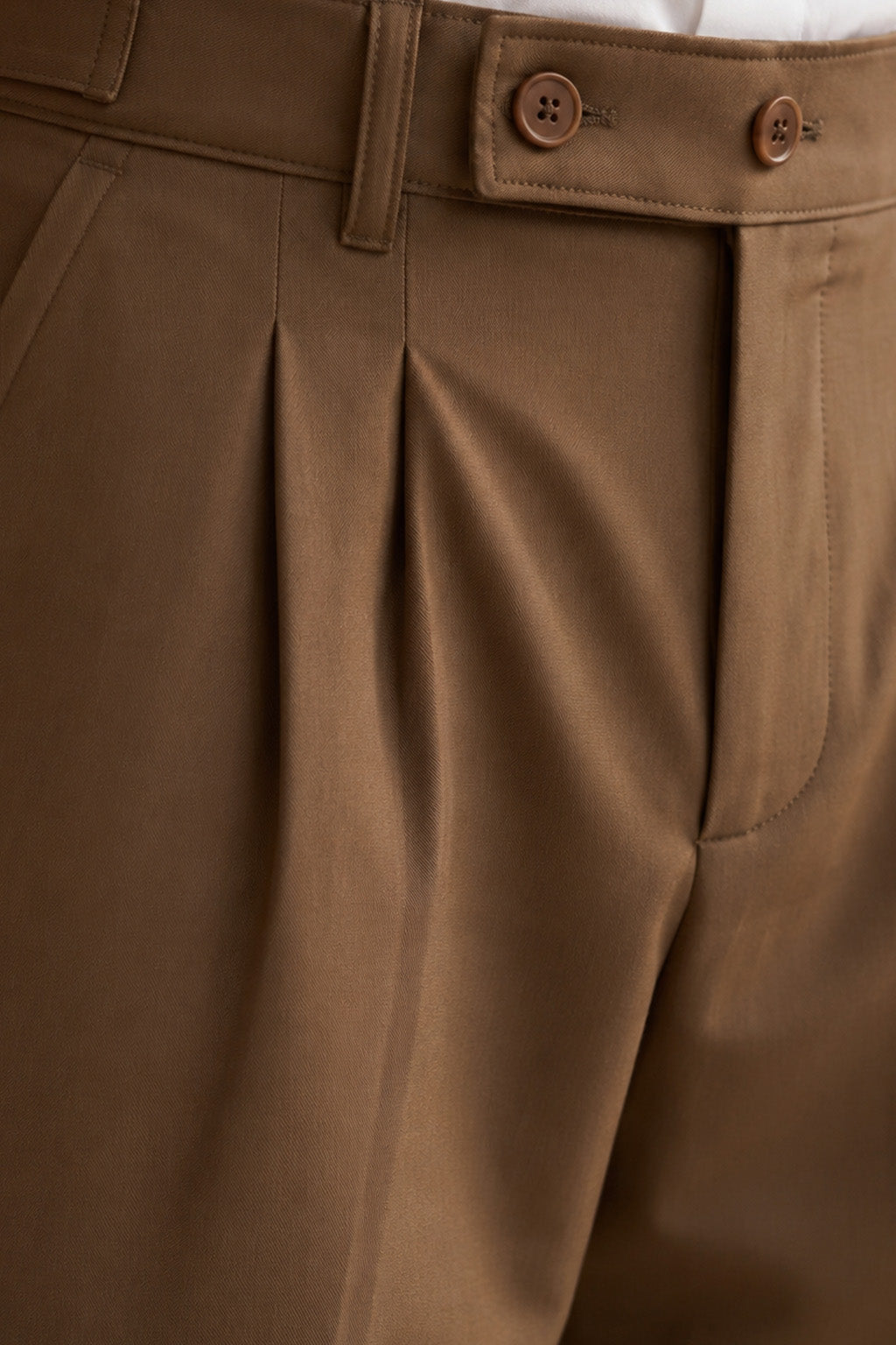 Brown Tailored High-Waist Adjustable Weist Korean Pant