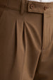 Brown Tailored High-Waist Adjustable Weist Korean Pant