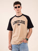 Limitless Raglan Beige Oversized Graphic Printed T-shirt