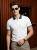 White Pique Stripe Collar Regular Fit Tipping Polo T-shirt