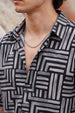 Geo Lines Black All Over Printed Oversized Exclusive Shirt