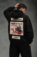Fight The Limits Black Printed Graphic Patch Oversized Exclusive Hoodie