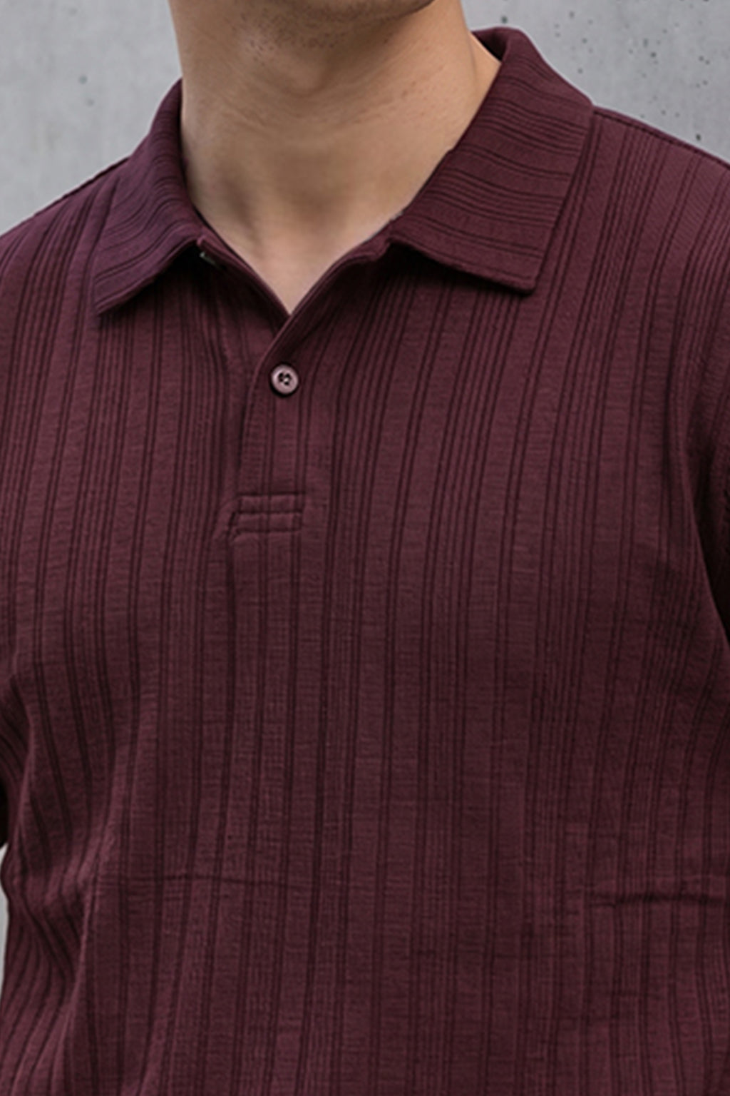 Wine Cross Lining Jacquard Regular Fit Button Polo
