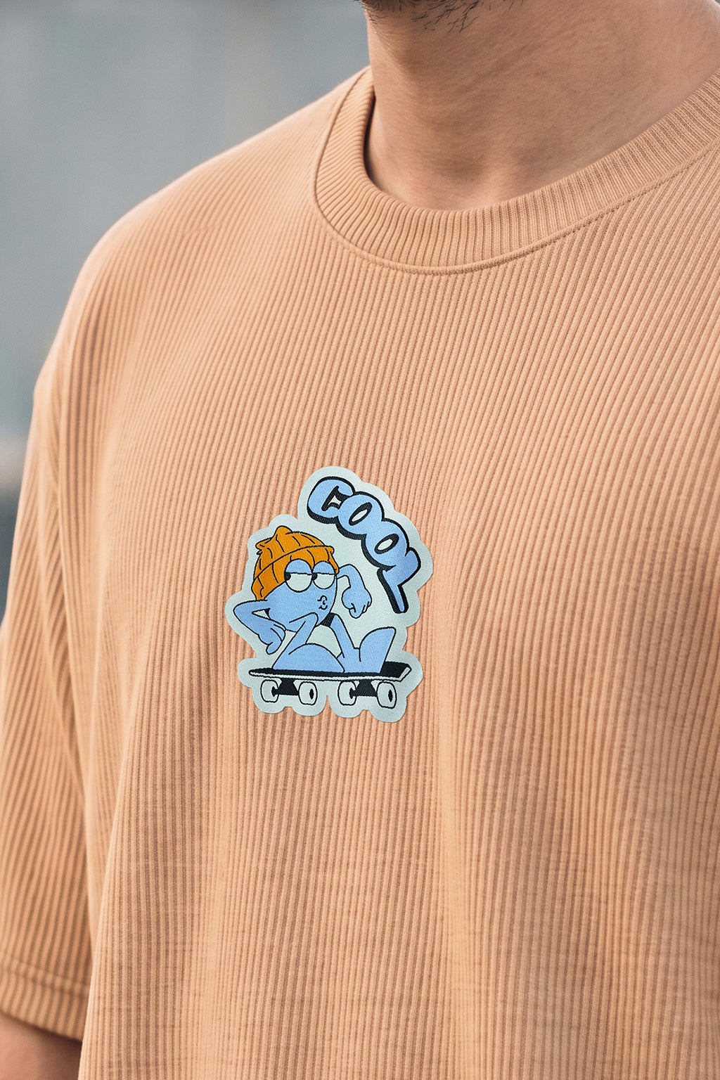 Cool Khakhi Oversized Textured T-shirt