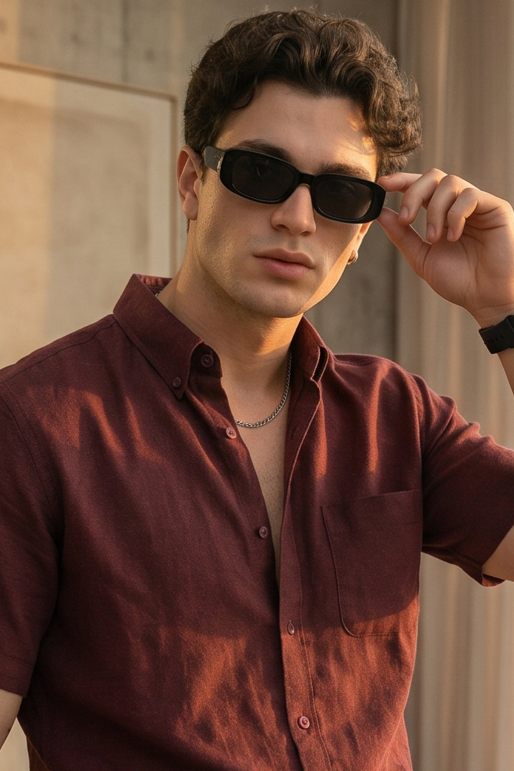 Maroon Plain Regular Fit Half Sleeve Single Pocket Exclusive Shirt