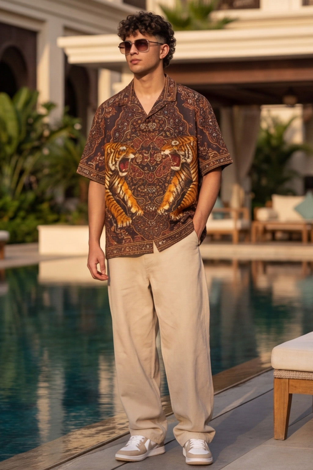 Imperial Tiger Maroon All Over Print Oversized Exclusive Shirt