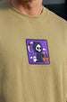 Rebel Skull Olive Moss Oversized Textured T-shirt