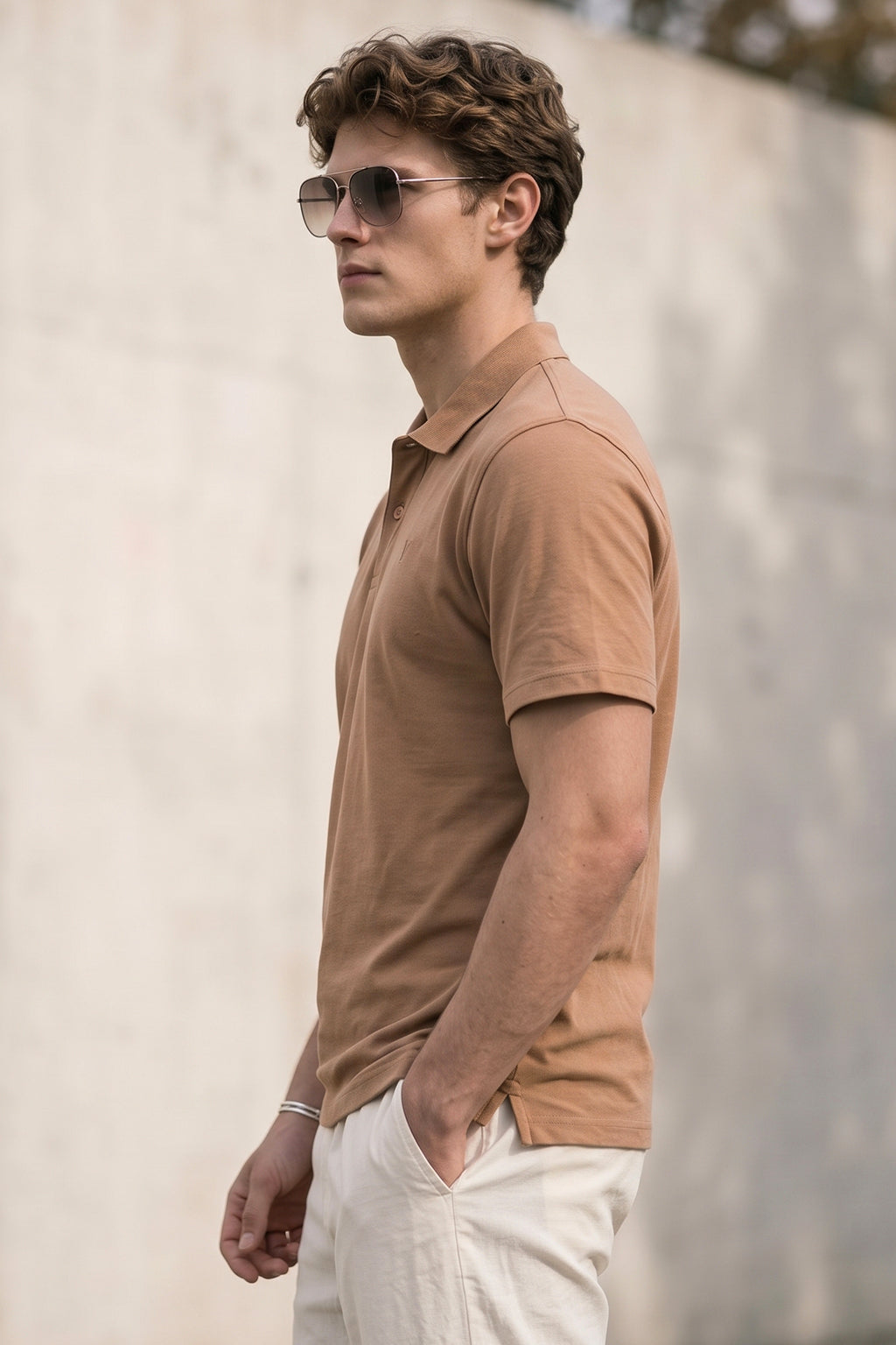 Cork Interlock Plain Regular Fit Button Polo T-shirt