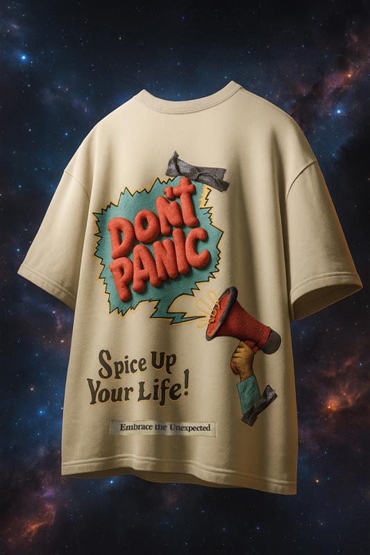 Don't Panic Swanwhite Oversized Puff Printed Exclusive T-shirt