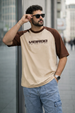 Brown-Swanwhite Raglan Oversized Typography Printed T-shirt