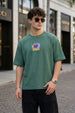 Warning Green Oversized Textured Exclusive T-shirt