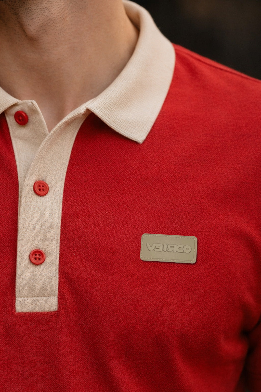 Red Contrast Collar Economic Regular Fit Pique Polo