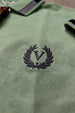 Imperial Crest Stripe Collar Sage Green Regular Fit Polo T-shirt
