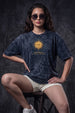 कर्म Navy Acid Washed Printed Exclusive T-shirt Epic Collection For Women
