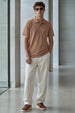 Cork Interlock Plain Regular Fit Button Polo T-shirt
