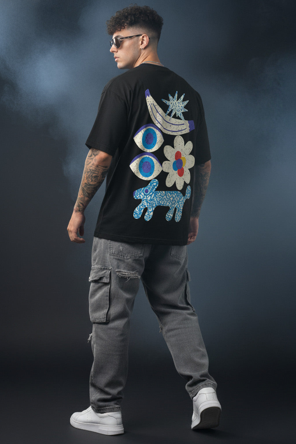 Eye Black Oversized Back Graphic Printed T-shirt