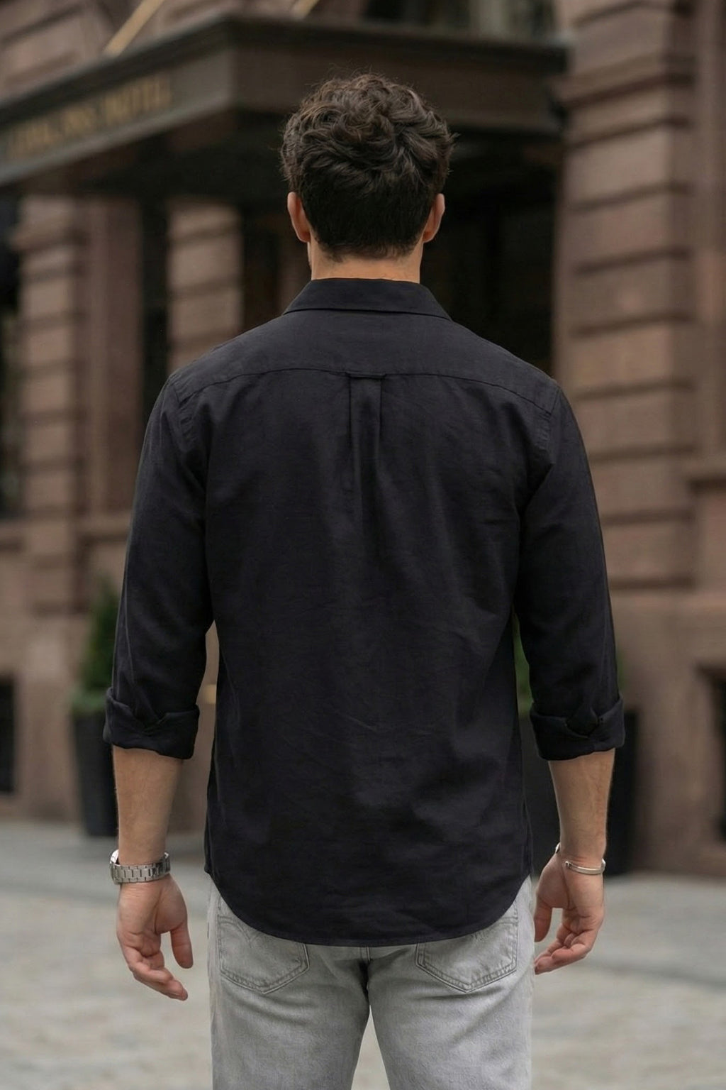 Black Plain Regular Fit Single Pocket Full Sleeve Exclusive Shirt