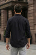 Black Plain Regular Fit Single Pocket Full Sleeve Exclusive Shirt