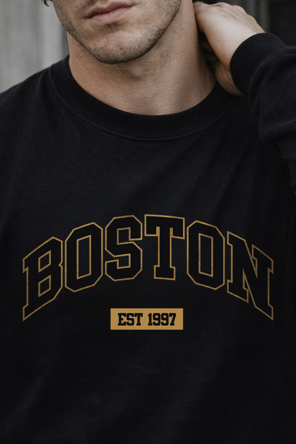 Boston Black Full Sleeves Regular Fit Printed T-shirt