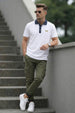 White Contrast Collar Economic Regular Fit Pique Polo