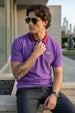 Blue Iris Contrast Collar Regular Fit Exclusive Pique Lycra Polo T-Shirt