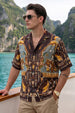 Ancient History Brown All Over Print Oversized Exclusive Shirt
