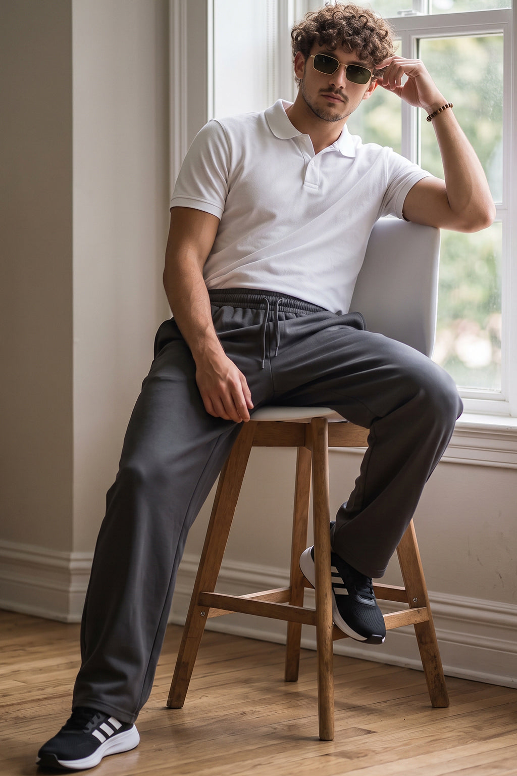 Grey Minimalist Loopknit Loose Fit Streetwear Jogger