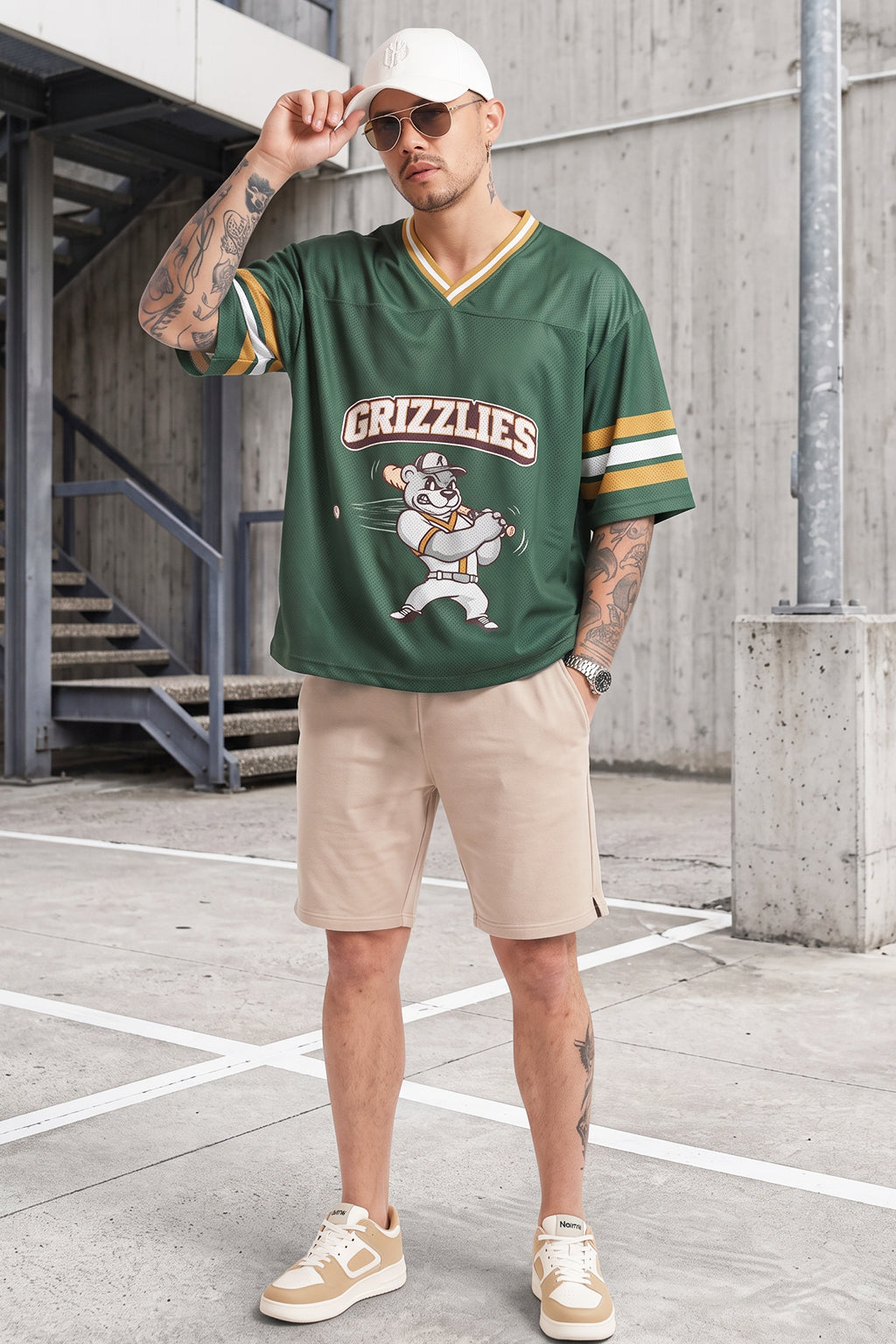 Grizzlies Green Varsity Collar Oversized T-Shirt