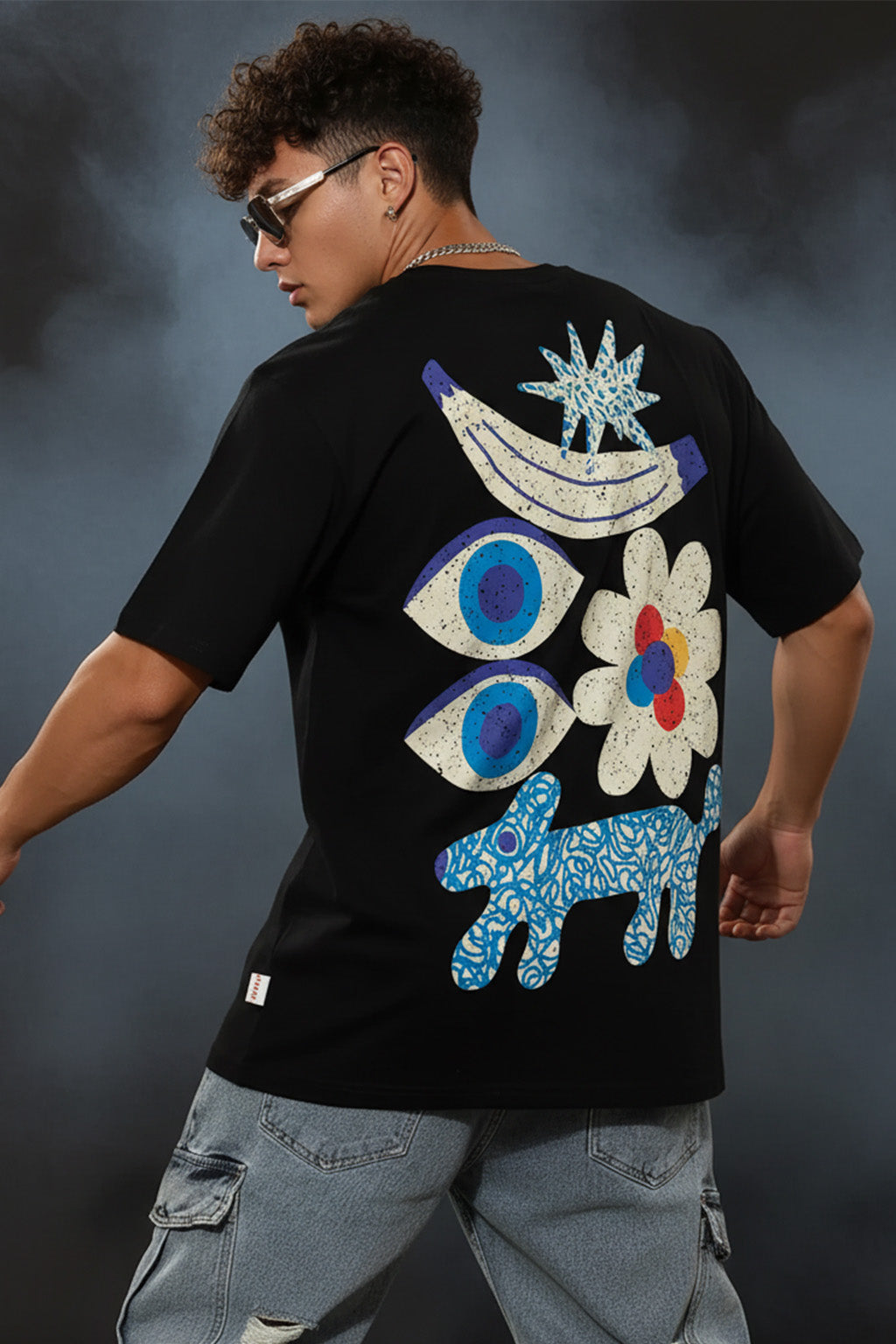 Eye Black Oversized Back Graphic Printed T-shirt