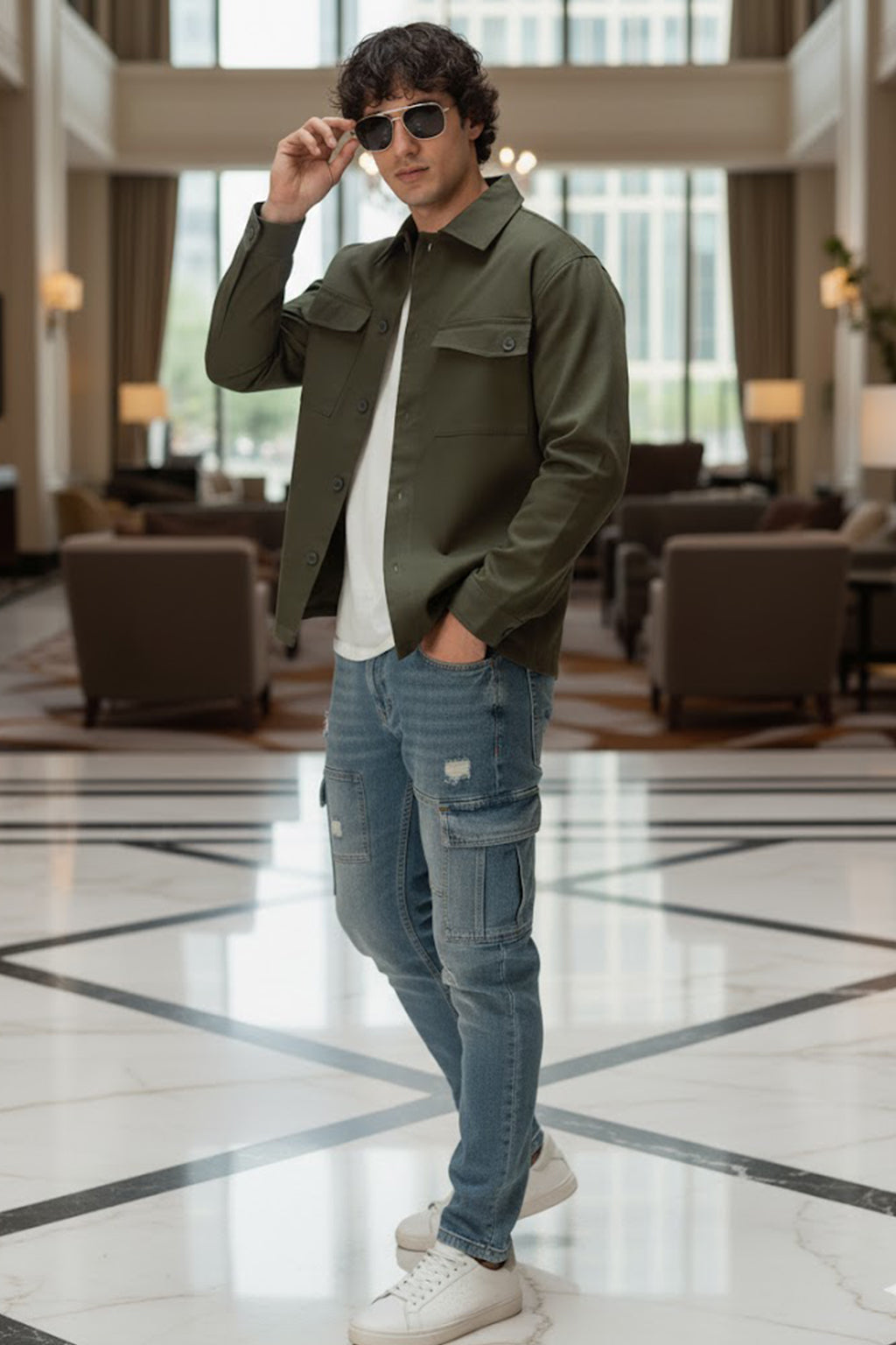 Olive Veirdo Exclusive Premium Button Detail Exclusive Shacket