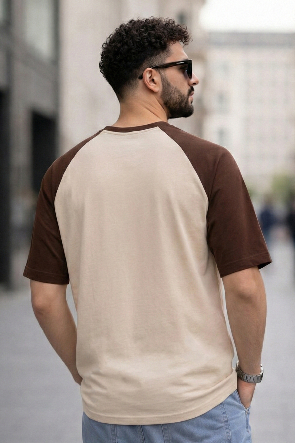 Brown-Swanwhite Raglan Oversized Typography Printed T-shirt