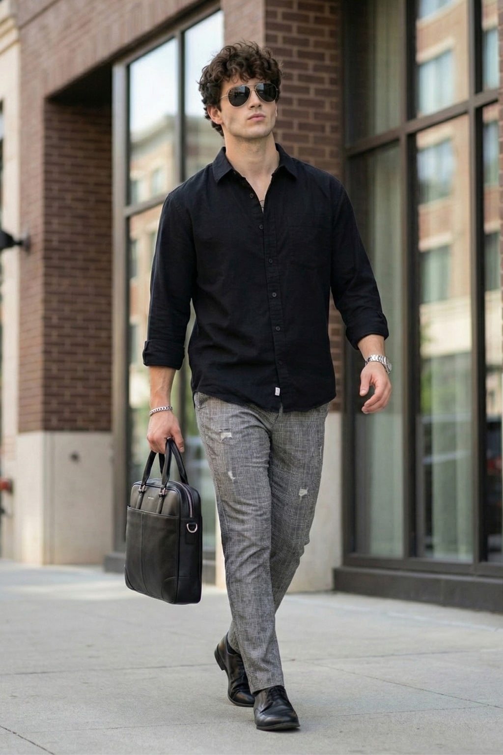 Black Plain Regular Fit Single Pocket Full Sleeve Exclusive Shirt